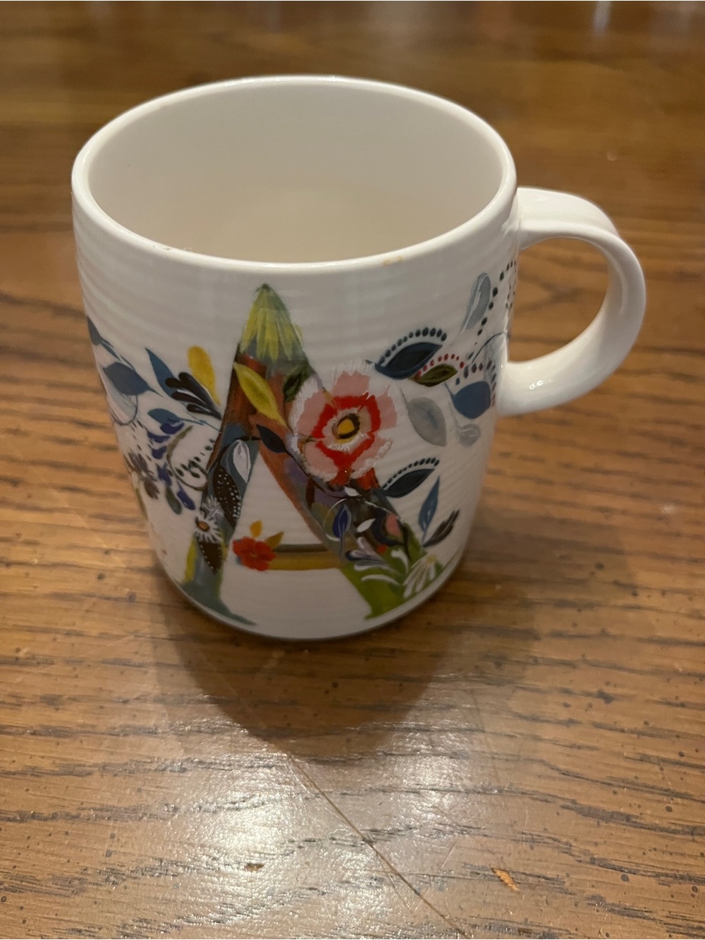 Anthropologie Starla Halfmann Floral Monogram 'A' Ceramic Mug